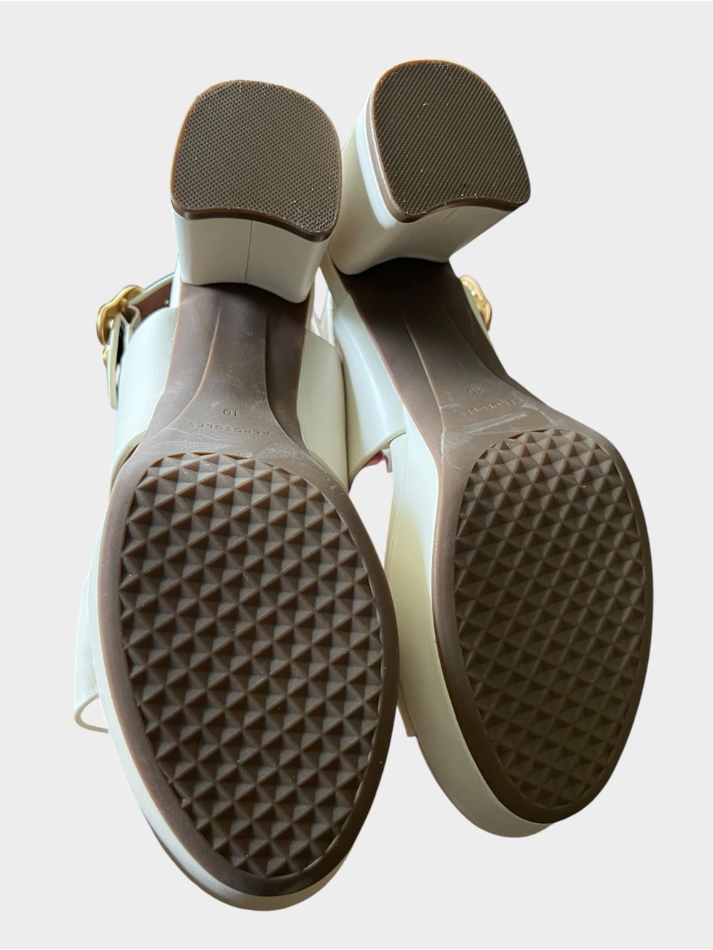 Aerosoles Camera Platform Sandals Size 10 Eggshell Leather Block Heel - Picture 6 of 11